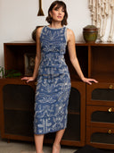 Anna Cate Dress Vince Midi Dress in Navy Embroidery