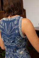 Anna Cate Dress Vince Midi Dress in Navy Embroidery