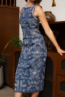 Anna Cate Dress Vince Midi Dress in Navy Embroidery