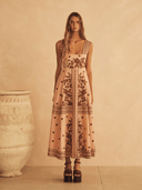 Aur Oceà Dress Empire Maxi Dress Infiorata Embroidered