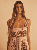 Aur Oceà Dress Empire Maxi Dress Infiorata Embroidered