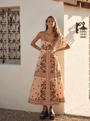 Aur Oceà Dress Empire Maxi Dress Infiorata Embroidered