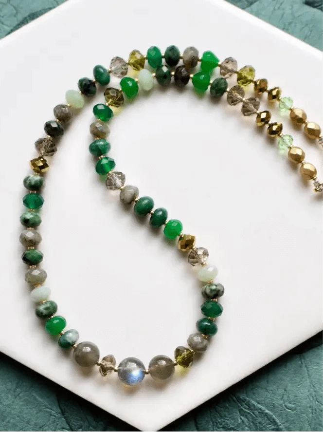 Av Max Necklace Green / Labradorite Mix Gemma Medium Rondelle Necklace