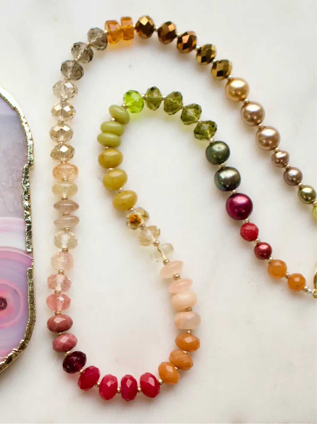 Av Max Necklace Pink / Green Multi Gemma Medium Rondelle Necklace
