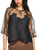 Bari Organza Top in Black Waterlily