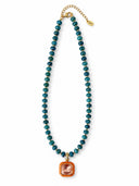 Harvest Pendant Beaded Necklace in Spiced Teal