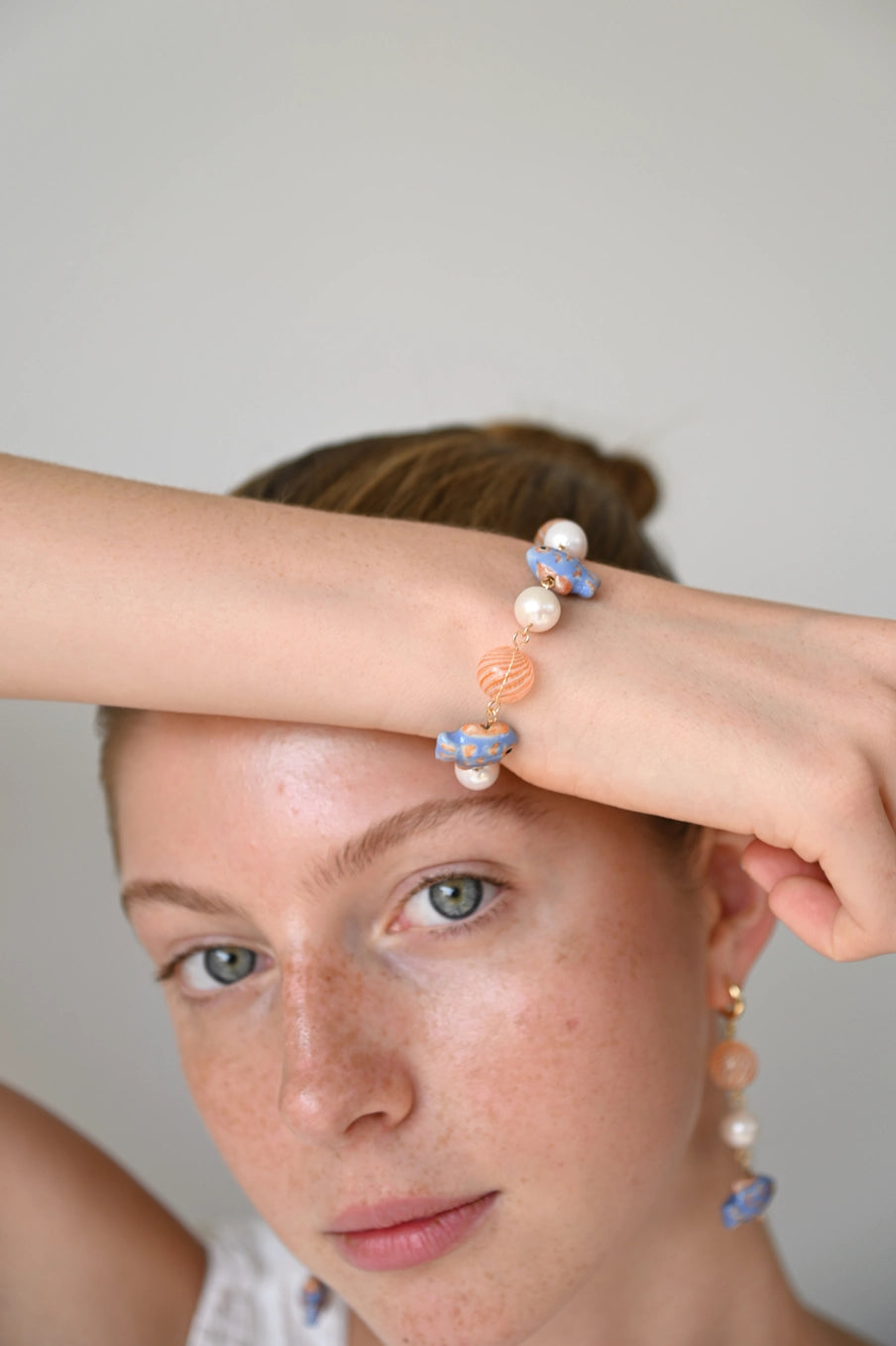 Lana Hand Blown Glass and Freshwater Pearl Fish Bracelet
