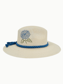 Baldiz Hat Eggshell Blue Hydrangea Hat with ACK embroidery
