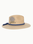 Baldiz Hat Sandpalm Blue Hydrangea Hat with ACK embroidery