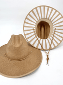 Baldiz Hat Tan Sun Hat with Tan and Cream Stripes