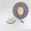Baldiz Hat White Sun Hat with Blue Stripes
