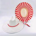 Baldiz Hat White Sun Hat with Red Stripes