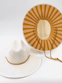Baldiz Hat White Sun Hat with Tan Stripes