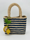 Baldiz Tote Blue Stripe Mini Mae Raffia Bag