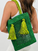 Baldiz Tote Juniper Emerald Green Raffia Bag