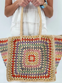 Baldiz Tote Pastel Rainbow Camilla Raffia Bag