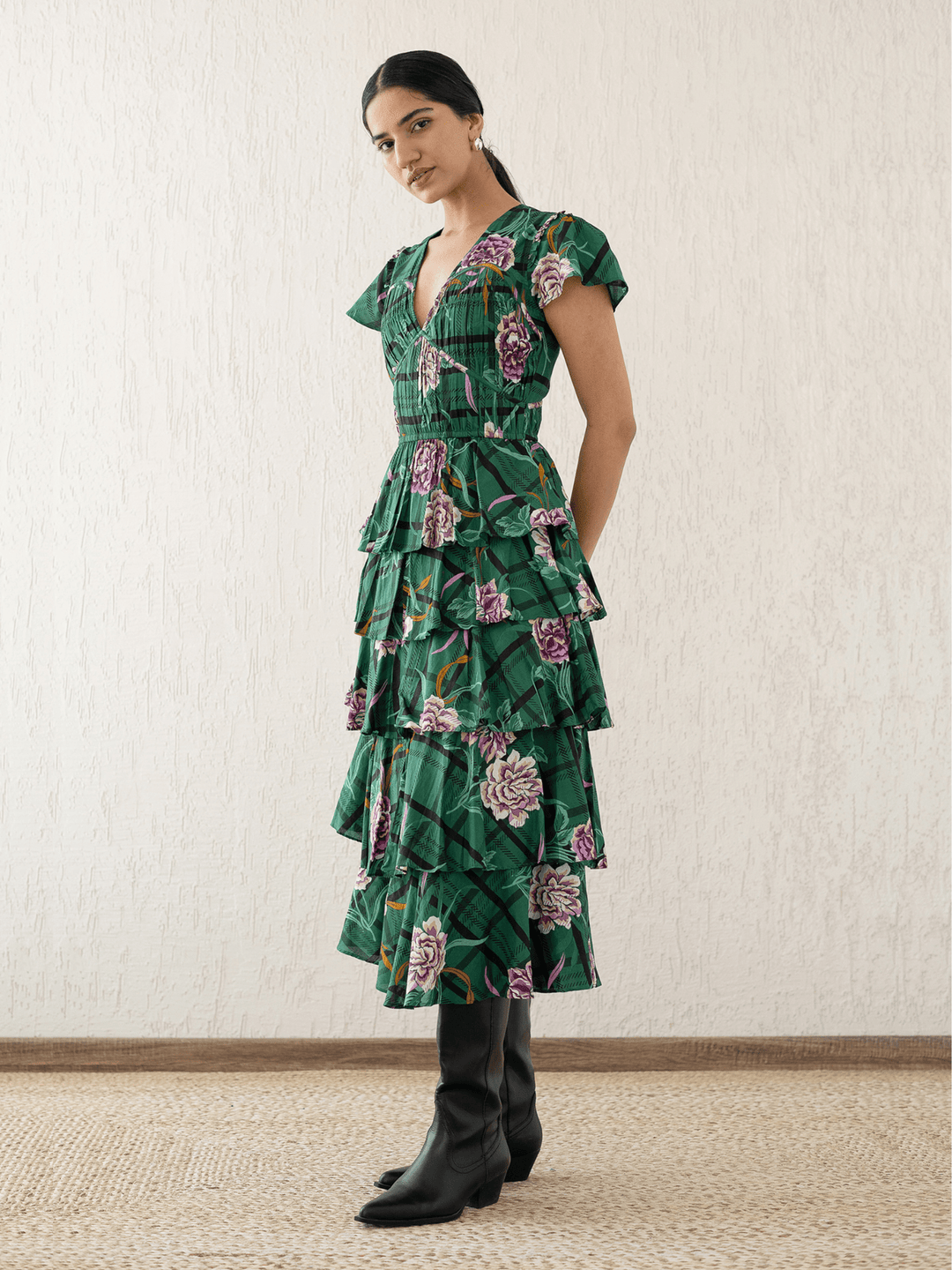 Banjanan Dress Brigit Dress in Tartan Rose Pine