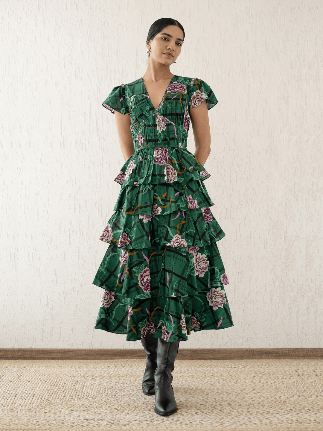 Banjanan Dress Brigit Dress in Tartan Rose Pine