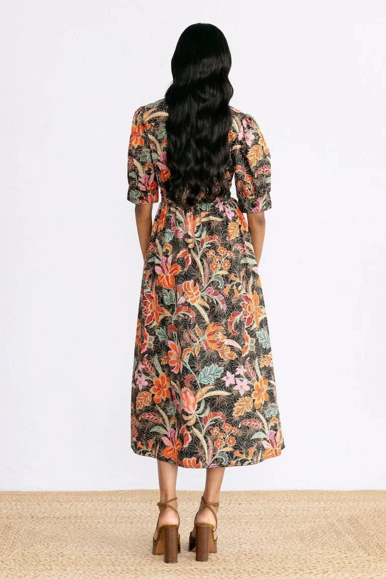 Banjanan Dress Daffodil Dress in Bali Floral Syrah