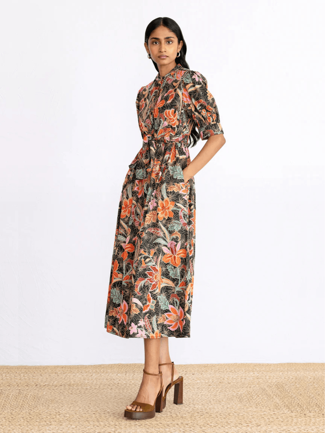 Banjanan Dress Daffodil Dress in Bali Floral Syrah