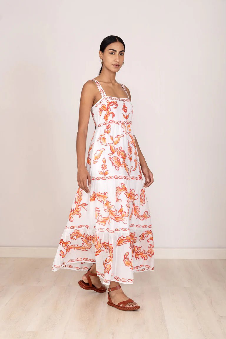 Banjanan Daniella Dress in Hand Painted Cherry Large White