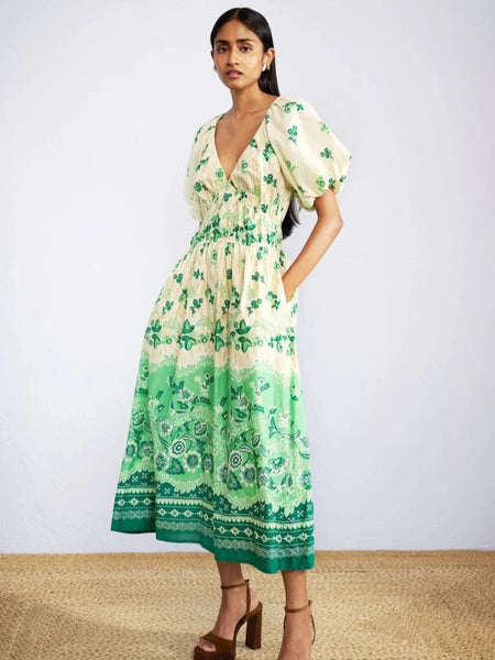 Francesca Dress in Wanderlust Jade – Beau & Ro