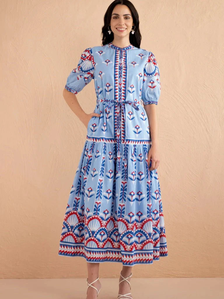 Banjanan Dress Saylor Dress in Paros Tile Placement Nautical