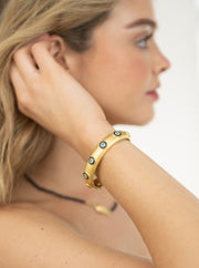 Beau & Ro Bracelet Beau & Ro Jewelry | Dot Bangle in Blue Chalcedony