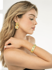 Beau & Ro Bracelet Beau & Ro Jewelry | Flower Bangle in White Topaz