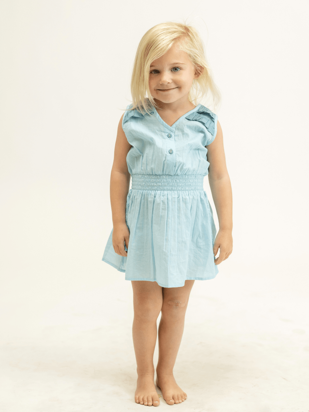 Beau & Ro Dress 3/4 Y SAMPLE | The Julia Kids Dress | Blue | 3/4 Y