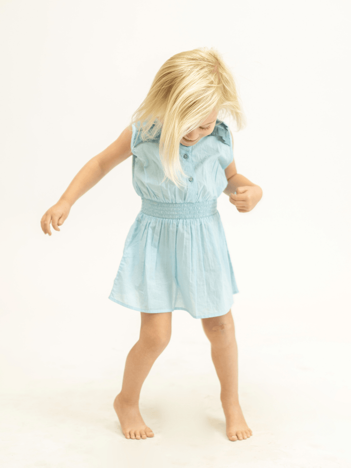 Beau & Ro Dress 3/4 Y SAMPLE | The Julia Kids Dress | Blue | 3/4 Y