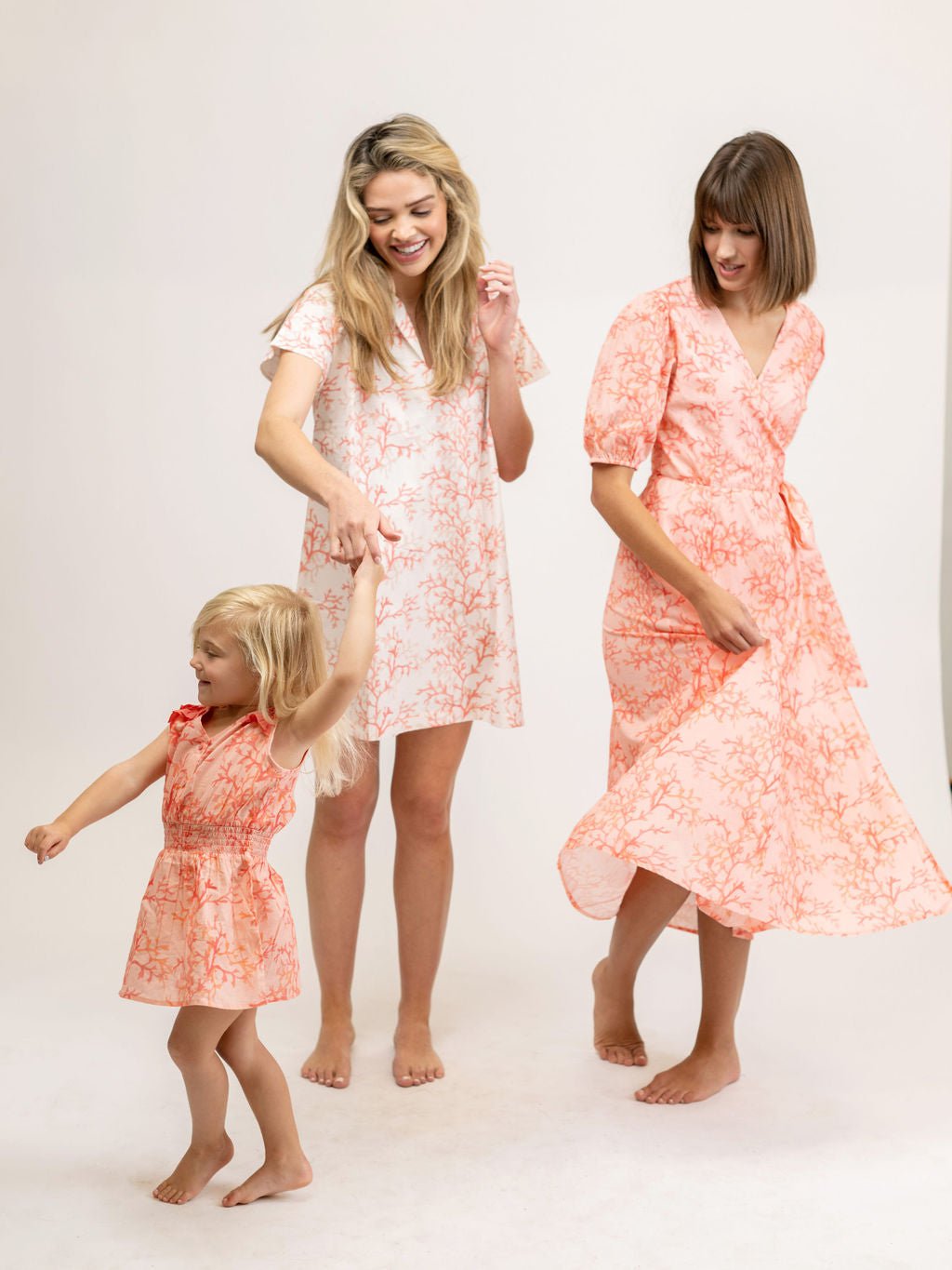 Beau & Ro Dress 3/4 Y SAMPLE | The Julia Kids Dress | Coral Pink on Pink | 3/4 Y