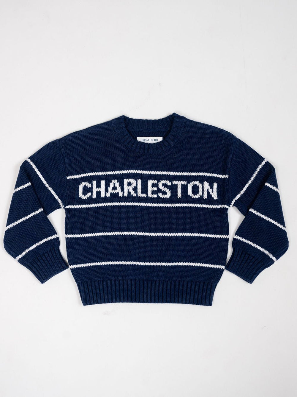 Beau & Ro Dress 3/4 Y SAMPLE | The Kids Charleston Sweater | Navy | 18M