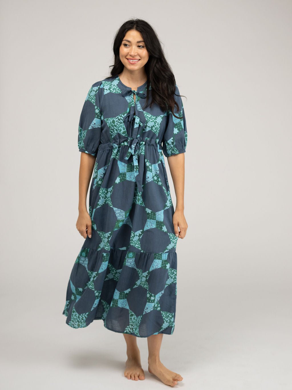 Beau & Ro Dress Kit Made Maxi Dress | Star Quilt - Navy