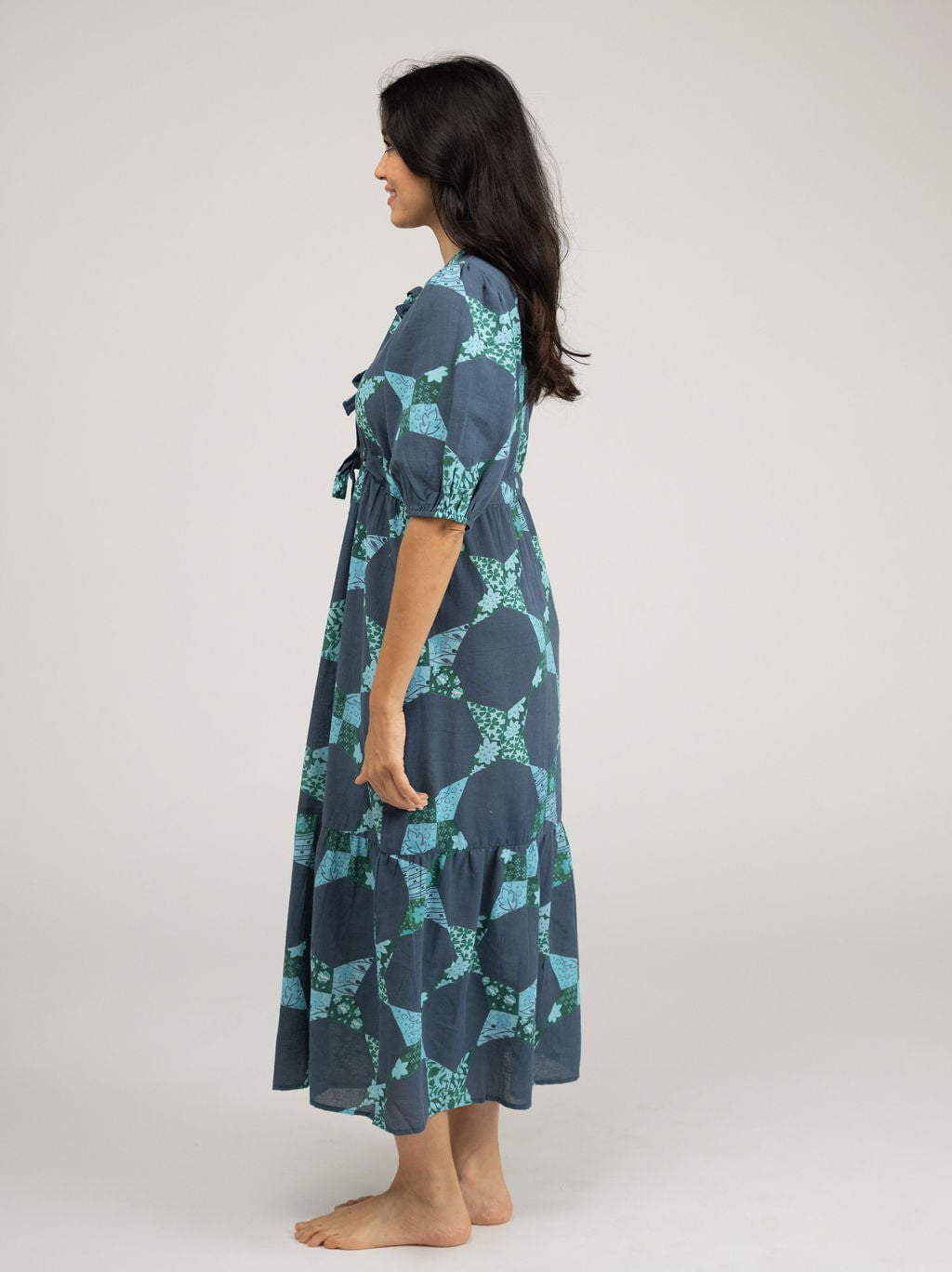 Beau & Ro Dress Kit Made Maxi Dress | Star Quilt - Navy