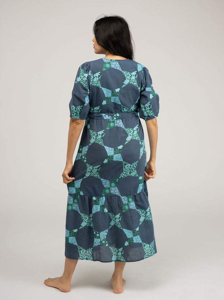 Beau & Ro Dress Kit Made Maxi Dress | Star Quilt - Navy