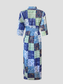 Beau & Ro Dress Quilted Maxi Dress in Blue Squares