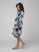 Beau & Ro Dress Quilted Midi Shirt Dress in Blue Squares