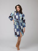 Beau & Ro Dress Quilted Midi Shirt Dress in Blue Squares