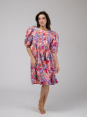 Beau & Ro Dress Quilted Mini Dress in Pink Triangles