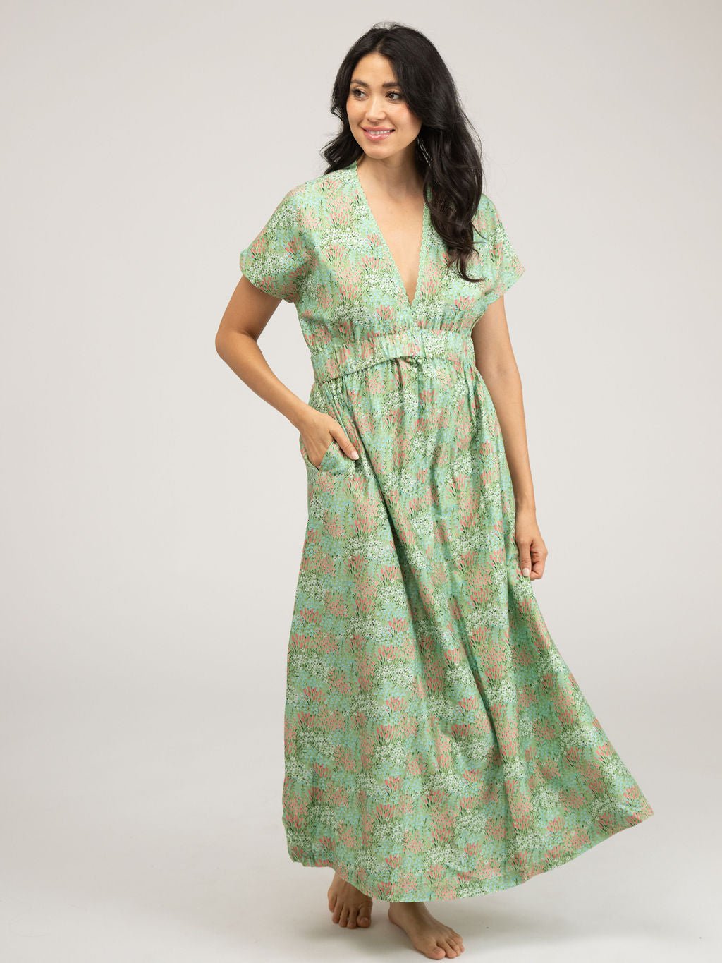 Retro Maxi Dress | Tiny Green Garden Beau & Ro Retro Maxi Dress | Tiny Green Garden Beau & Ro