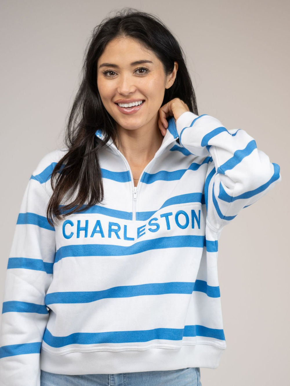 Beau & Ro Dress Small SAMPLE | Charleston Half Zip | Blue Stripes | Small