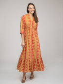 Beau & Ro Dress Small SAMPLE | The Christie Dress | Beige & Pink | Small