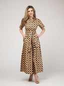 Beau & Ro Dress Small SAMPLE | The Elle Maxi Dress | Gold Check Block | Small