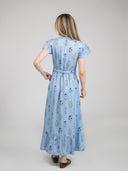 Beau & Ro Dress Small SAMPLE | The Flutter Dress | Blue Buti Flower | Small