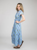 Beau & Ro Dress Small SAMPLE | The Flutter Dress | Blue Buti Flower | Small