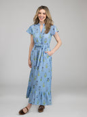 Beau & Ro Dress Small SAMPLE | The Flutter Dress | Blue Buti Flower | Small