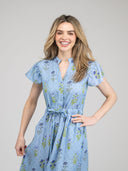Beau & Ro Dress Small SAMPLE | The Flutter Dress | Blue Buti Flower | Small