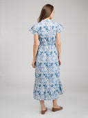 Beau & Ro Dress Small SAMPLE | The Flutter Midi Dress | Blue Little Fall Garden | Small