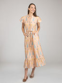 Beau & Ro Dress Small SAMPLE | The Flutter Midi Dress | Multi Ikat | Small